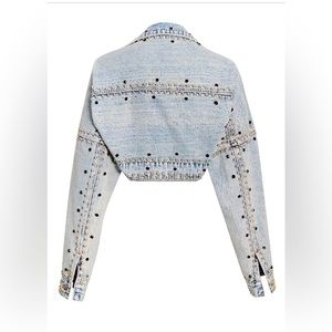 Vesta Minimal | Stud Embellished Denim Crop Jacket | size S